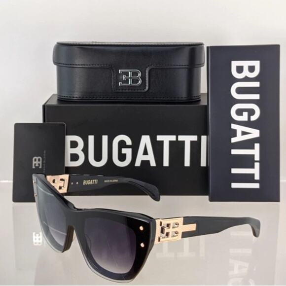 New! BUGATTI 48L-BK Elegant Cat Eye Luxury Black Sunglasses, Authentic main image 9